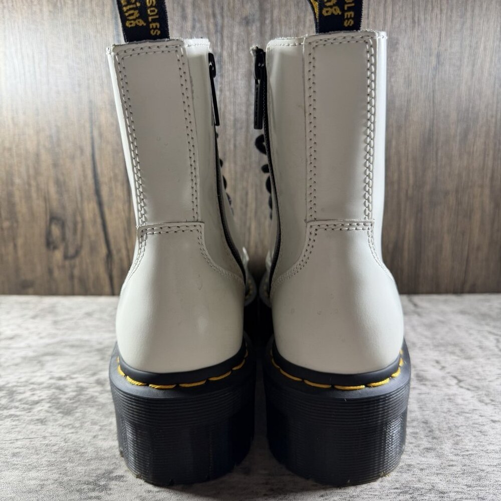 Dr Martens Jadon Platform White Leather Combat Boots Side Zip Womens Size 7 Doc - Picture 6 of 9